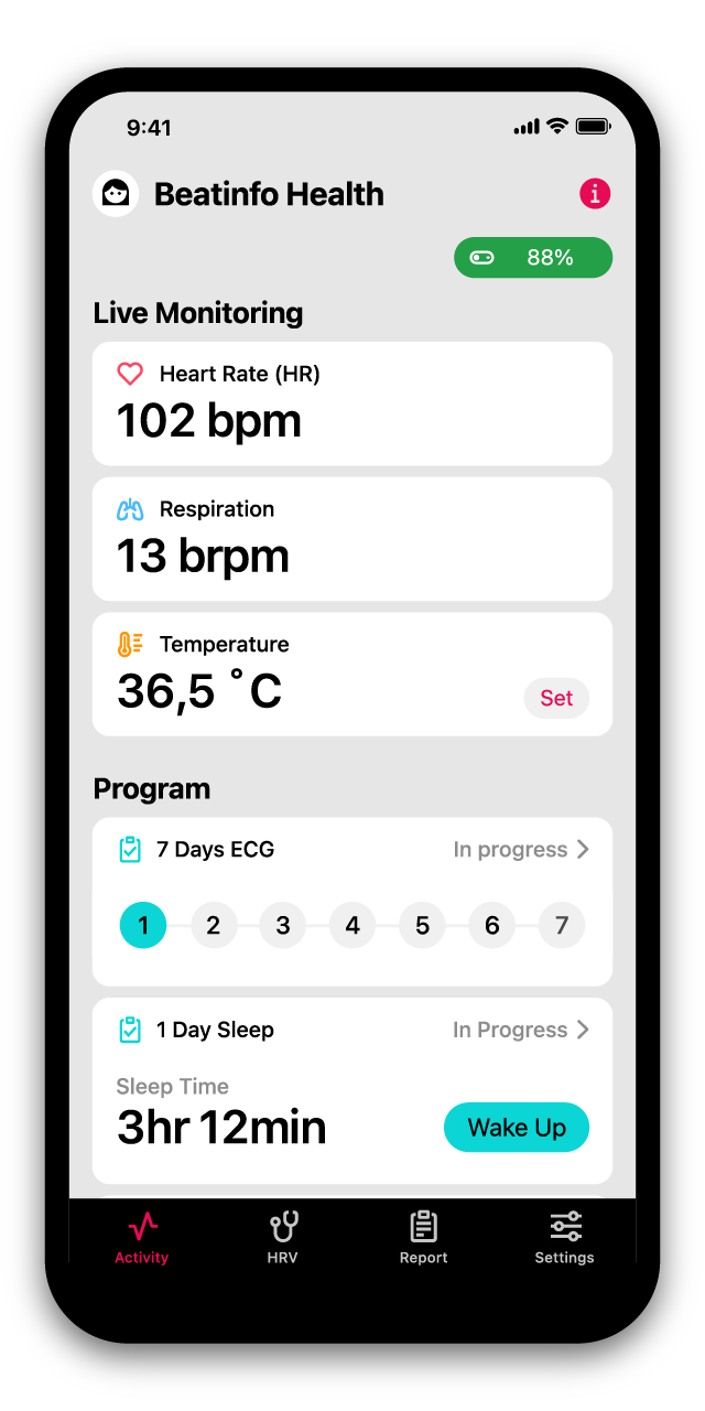 BEATINFO Health App - Continous Monitoring and History
