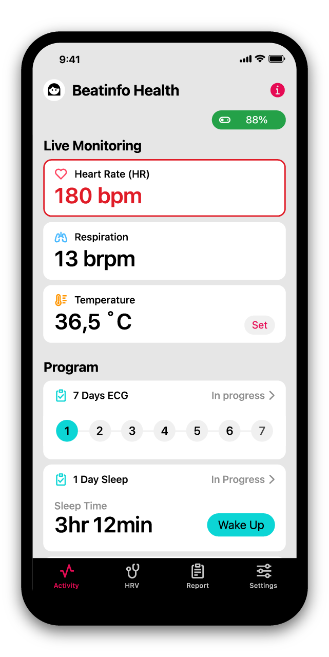 BEATINFO Health App - Continous Monitoring and History